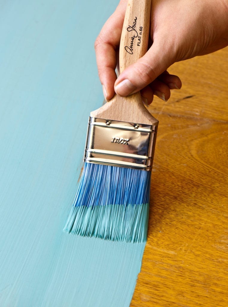 Annie Sloan painting Chalk Paint® in Provence using a Flat Brush