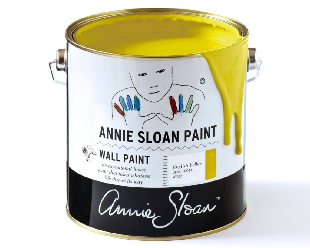 2.5 litre tin of Wall Paint by Annie Sloan in English Yellow, a bright traditional yellow