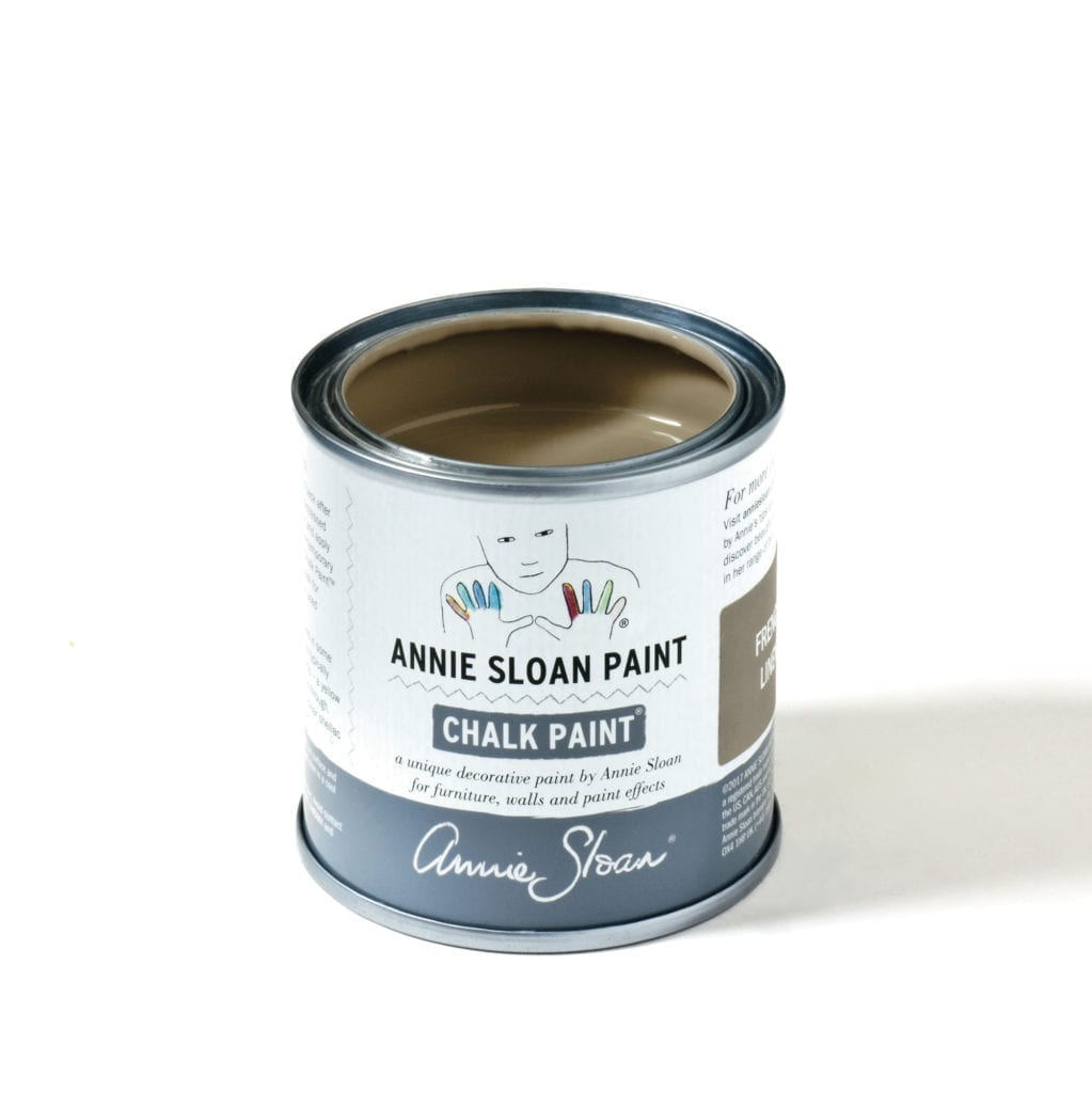 120ml tin of French Linen Chalk Paint® furniture paint by Annie Sloan, a cool neutral khaki grey beige