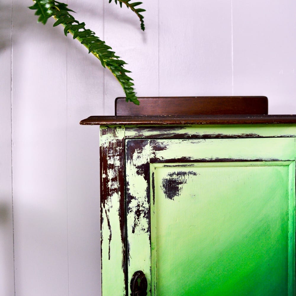 Green ombre cupboard by Annie Sloan Painter in Residence Charlie Massey painted with Chalk Paint®