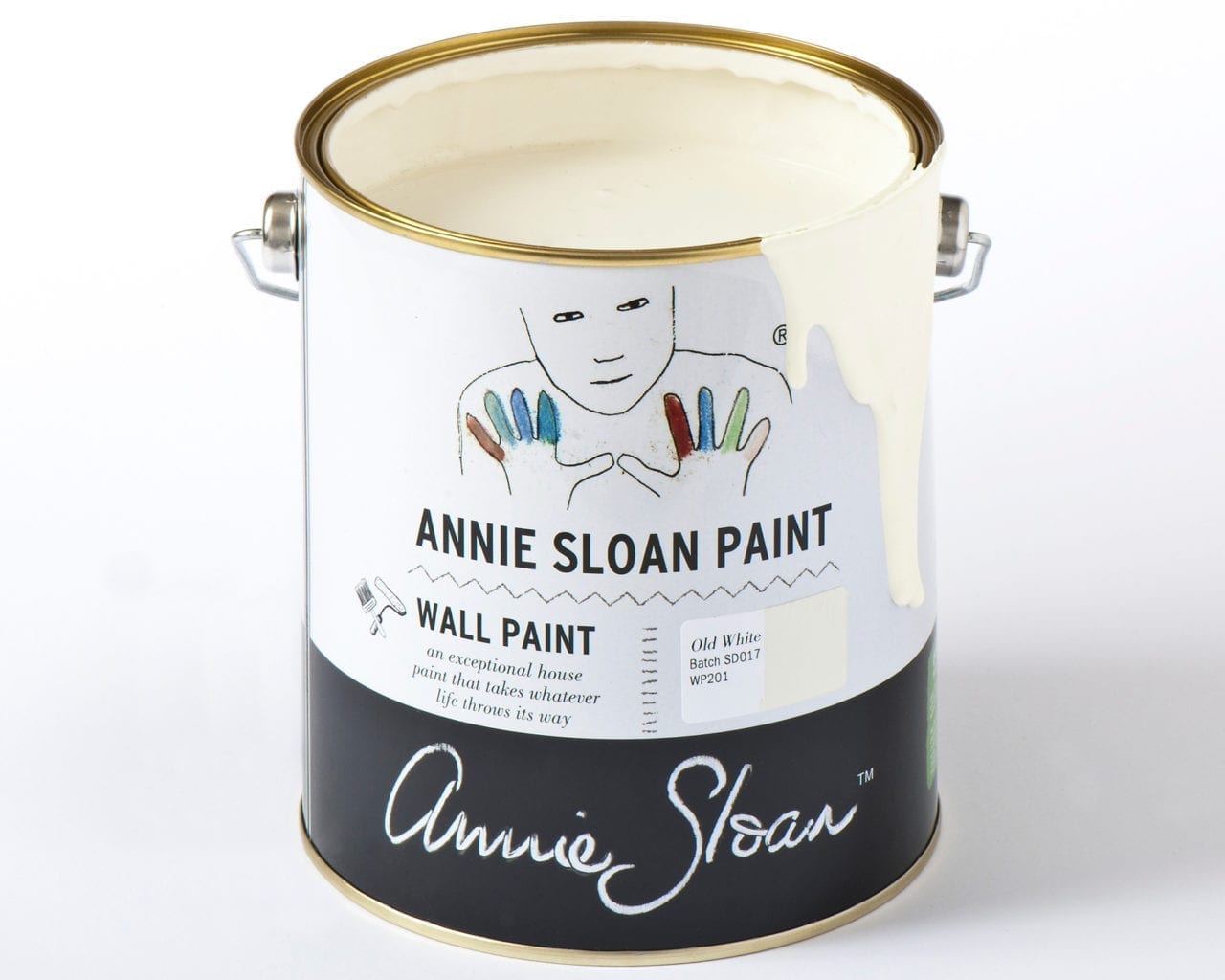 2.5 litre tin of Wall Paint by Annie Sloan in Old White, a cool soft off-white
