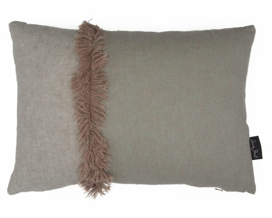 Bilbao Rectangle Cushion in Linen Union in Old White + French Linen and Coco + Duck Egg Blue