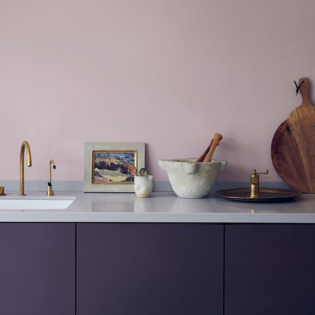 Antoinette Wall Paint and aubergine Chalk Paint® by Annie Sloan colour mix modern kitchen