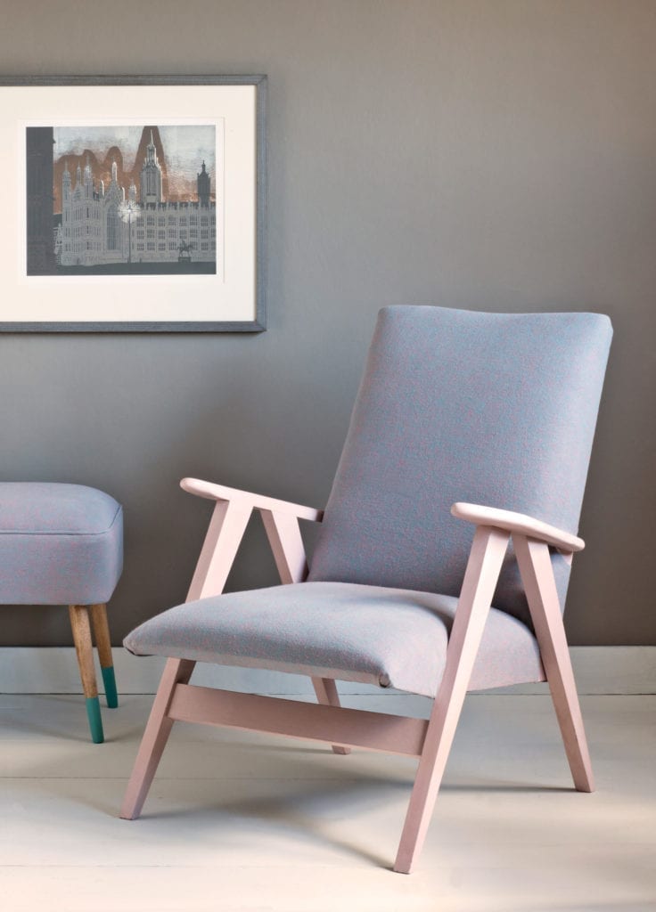 Contemporary Urban Upholstered Chair in Linen Union and Chalk Paint® by Annie Sloan and Wall Paint in French Linen