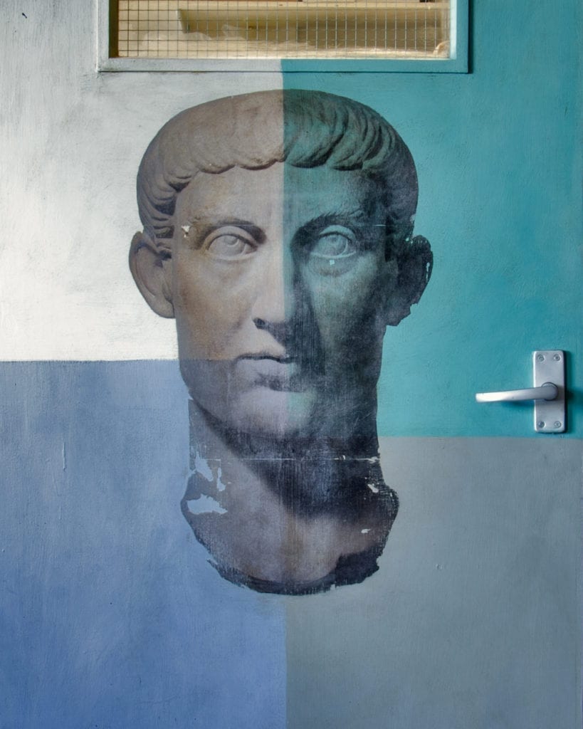 Image Medium Transfer Decoupage Classical Head Figure on a door painted with Chalk Paint® by Annie Sloan