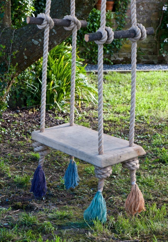 Rope swing from Annie Sloan's French Normandy Farmhouse with rope dyed with Chalk Paint®