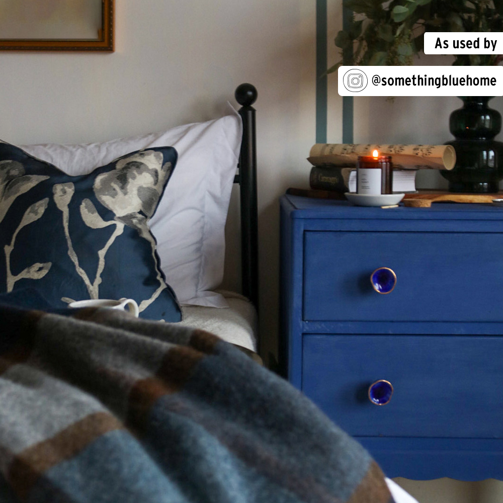 Annie Sloan Chalk Paint in Napoleonic Blue Bedside Dresser Lifestyle Image