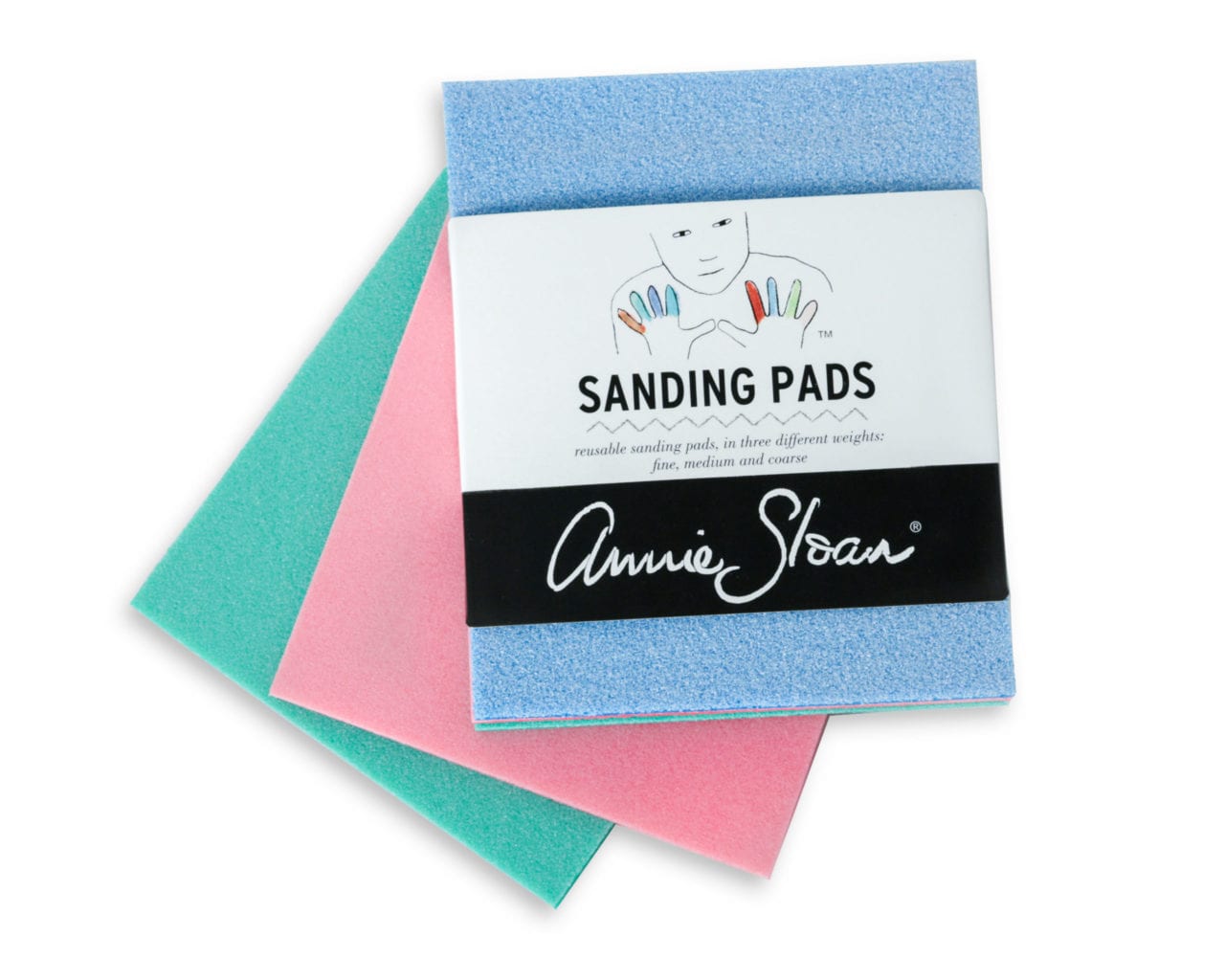 Annie Sloan Sanding Pads pack, including Coarse, Medium and Fine