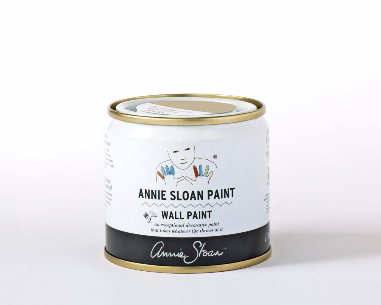 100ml tester tin of Wall Paint by Annie Sloan in Country Grey, a rustic putty cream biege