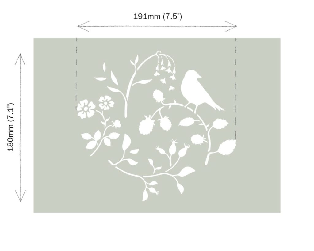 Countryside Bird Stencil by Annie Sloan dimensions