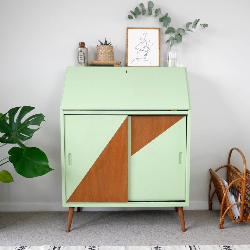 Mid Century Vintage Bureau painted by Elizabeth Dot Design with Chalk Paint® by Annie Sloan in Lem Lem