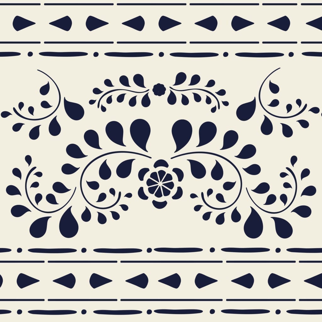 Faux Bone Inlay Stencil by Annie Sloan design in Old White and Oxford Navy