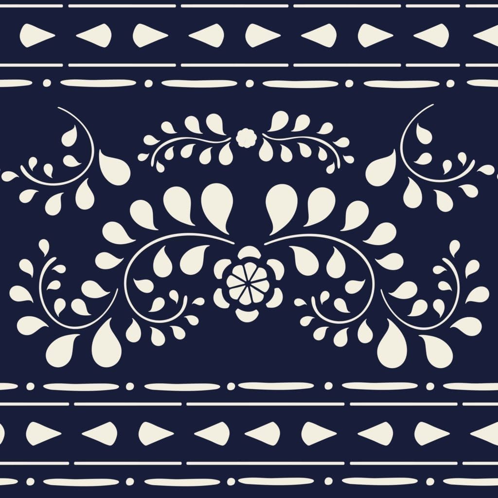 Faux Bone Inlay Stencil by Annie Sloan design in Oxford Navy and Old White