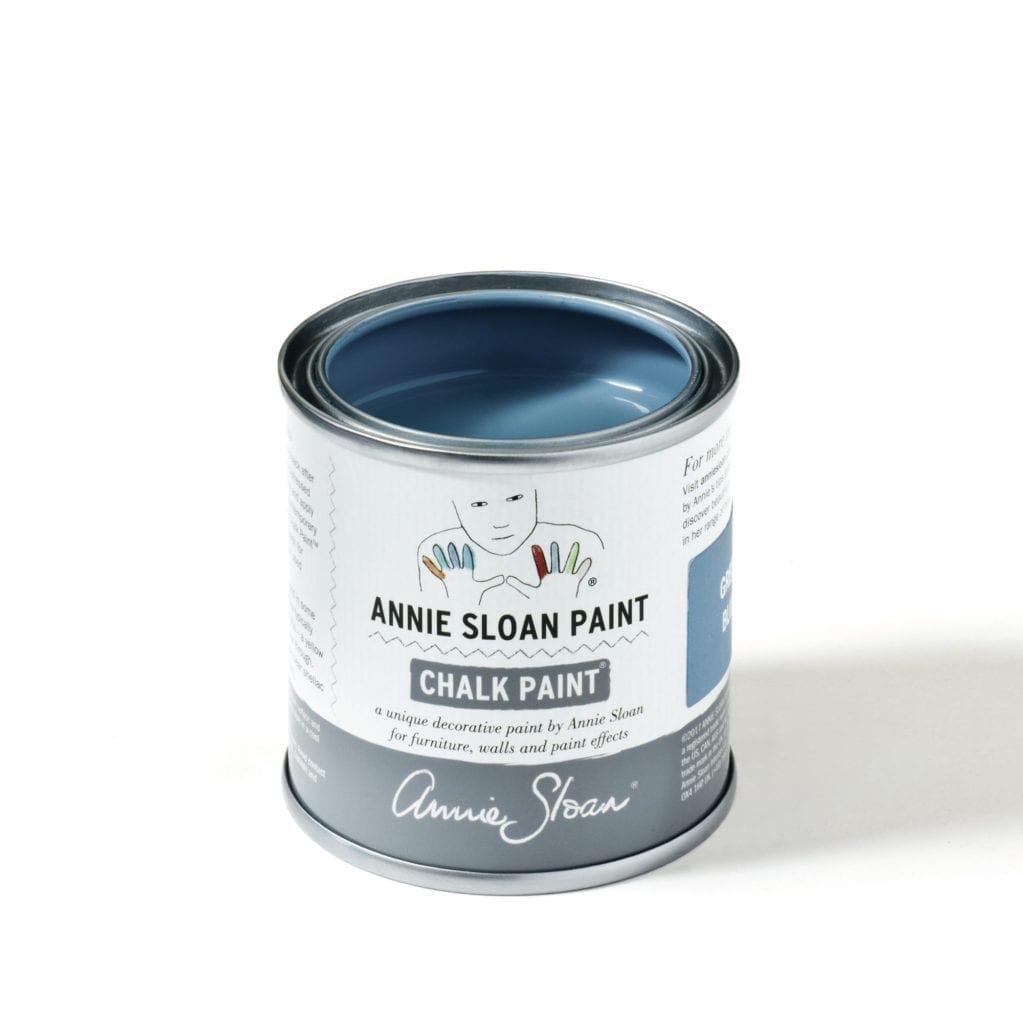 120ml tin of Greek Blue Chalk Paint® furniture paint by Annie Sloan, a fresh Mediterranean blue