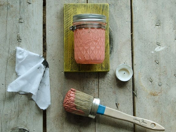 Painted glass jars with Chalk Paint® by Annie Sloan in Scandinavian Pink from The Handmade Fair 2017