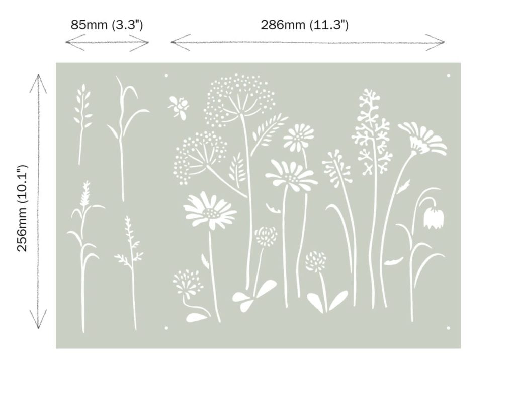 Meadow Flowers Stencil by Annie Sloan dimensions