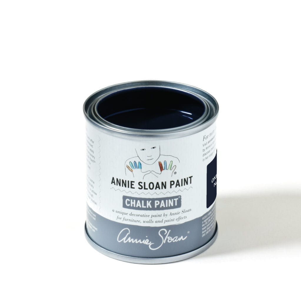 120ml tin of Oxford Navy Chalk Paint® furniture paint by Annie Sloan, an inky, traditional navy blue