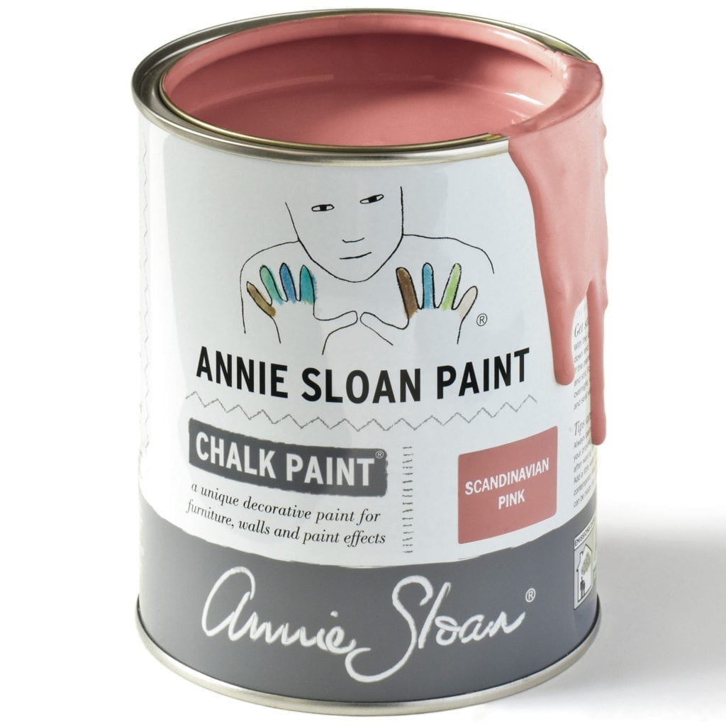 1 litre tin of Scandinavian Pink Chalk Paint® furniture paint by Annie Sloan, a traditional earthy Swedish-style pink