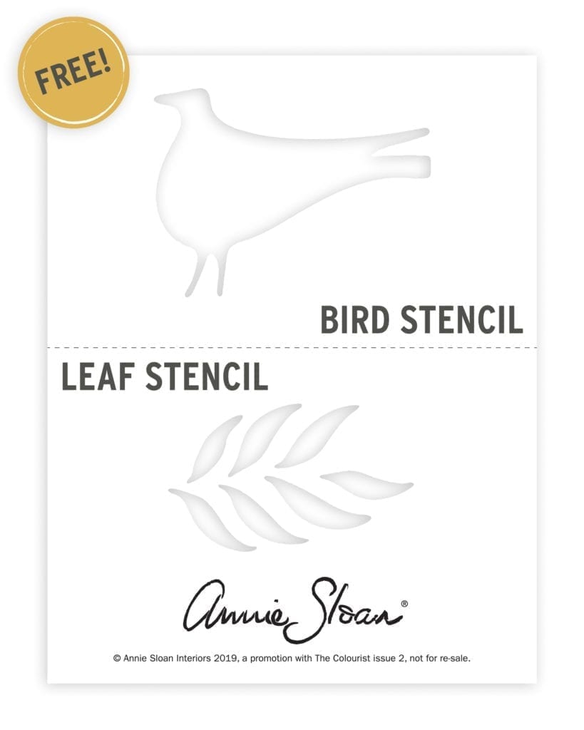 The free Bird and Leaf stencils from The Colourist Issue 2 by Annie Sloan