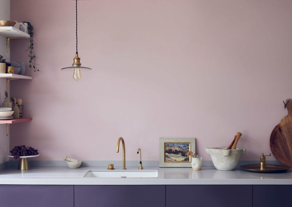 Antoinette Wall Paint and aubergine Chalk Paint® by Annie Sloan colour mix modern kitchen