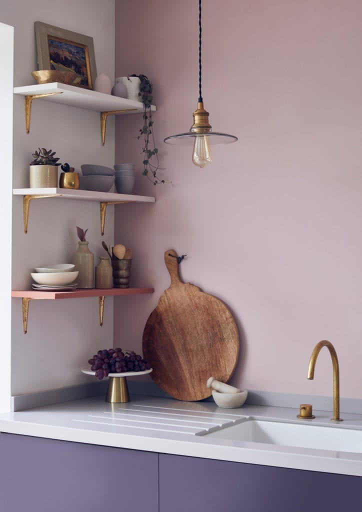 Antoinette Wall Paint and aubergine Chalk Paint® by Annie Sloan colour mix modern kitchen