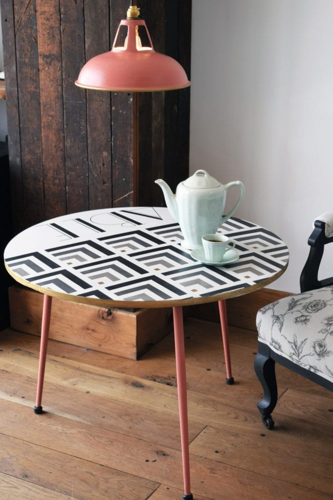 Art Deco Chevron Table by Annie Sloan Painter in Residence Jonathon Marc Mendes painted with Chalk Paint®