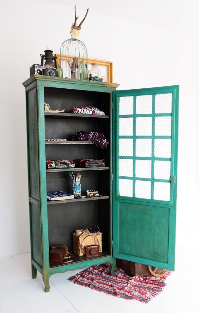 Boho Cupboard by Annie Sloan Painter in Residence Agnieszka Krawczyk painted with Chalk Paint® in Florence and Graphite