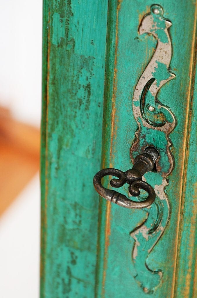 Boho Cupboard by Annie Sloan Painter in Residence Agnieszka Krawczyk painted with Chalk Paint® in Florence and Graphite