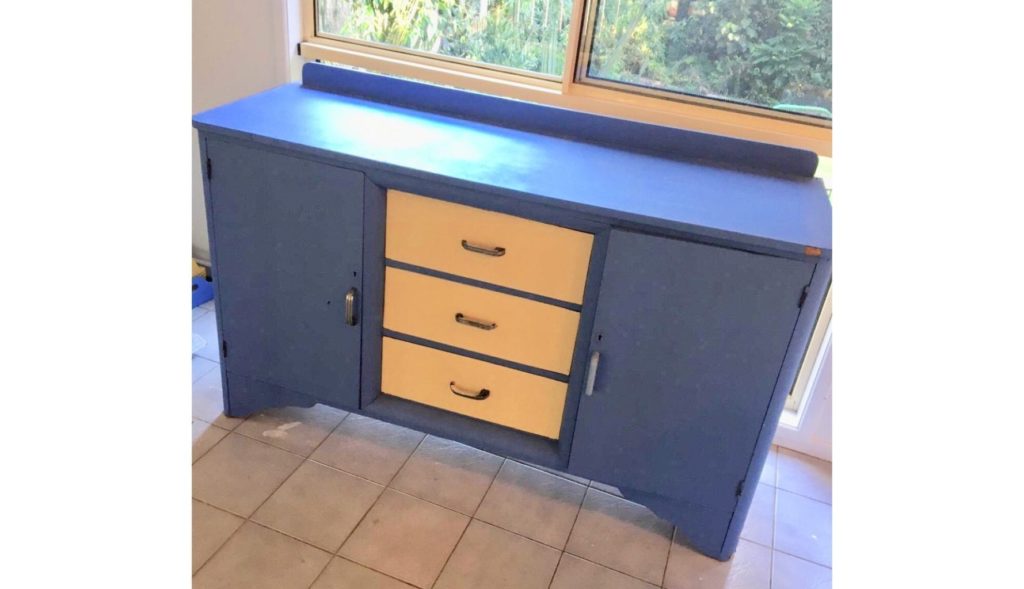 Before - striped linen look cupboard by Polly Coulson, Annie Sloan's Painter in Residence painted with Chalk Paint®