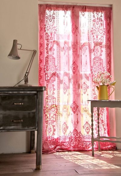 Dyed Vintage Curtains by Annie Sloan Painter in Residence Janice Issit with Chalk Paint® in Emperor's Silk and Henrietta from her Yoga Summerhouse