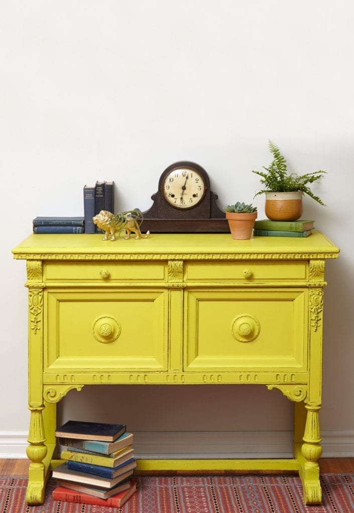 English Yellow Cabinet by Annie Sloan Painter in Residence Jelena Pticek painted with Chalk Paint®