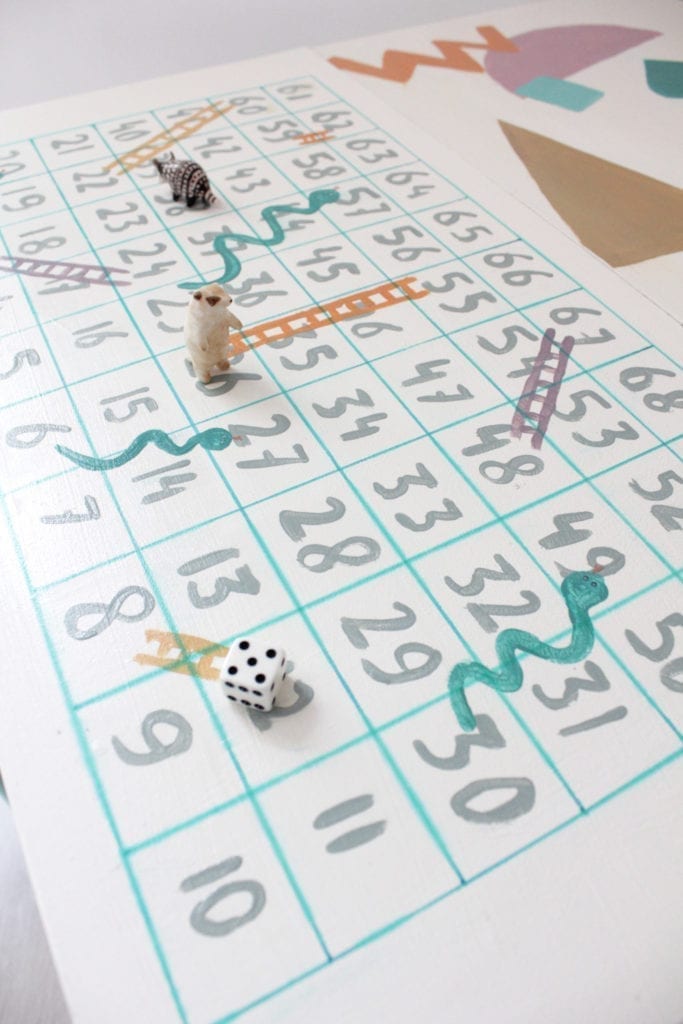 Games Table by Annie Sloan Painters in Residence Hester van Overbeek painted with Chalk Paint® in Original - snakes and ladders
