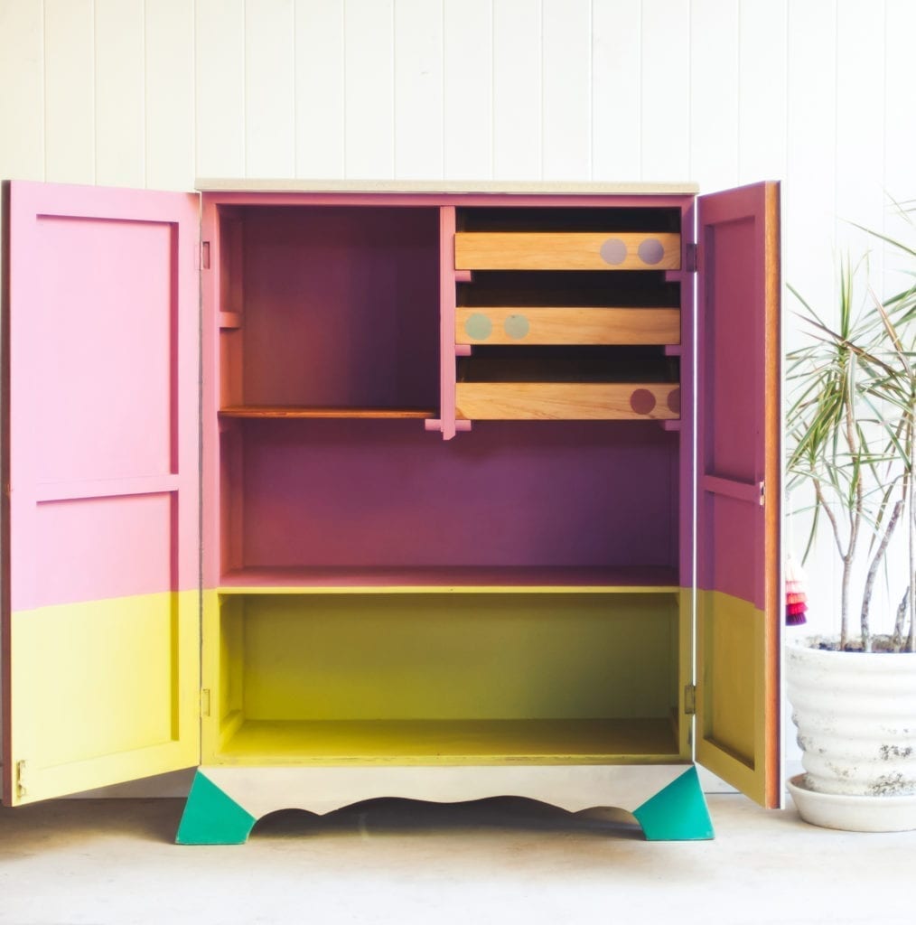 Memphis Group inspired cupboard painted by Painter in Residence Polly Coulson with Chalk Paint® by Annie Sloan