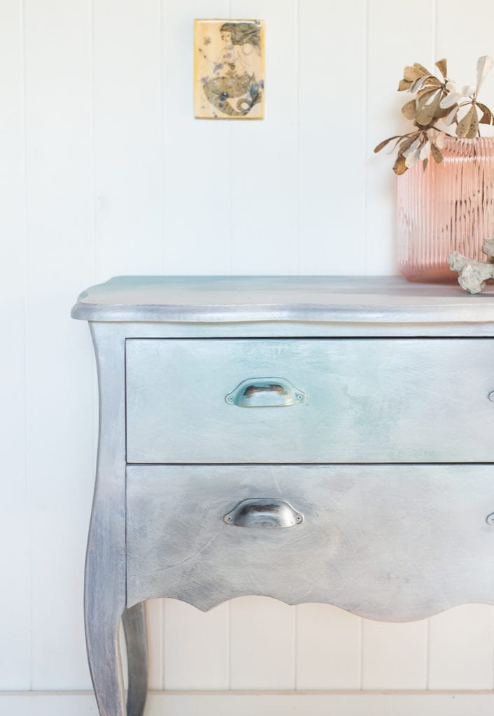 Mermaid Cabinet by Polly Coulson painted with Chalk Paint® pastels and Pearlescent Glaze by Annie Sloan