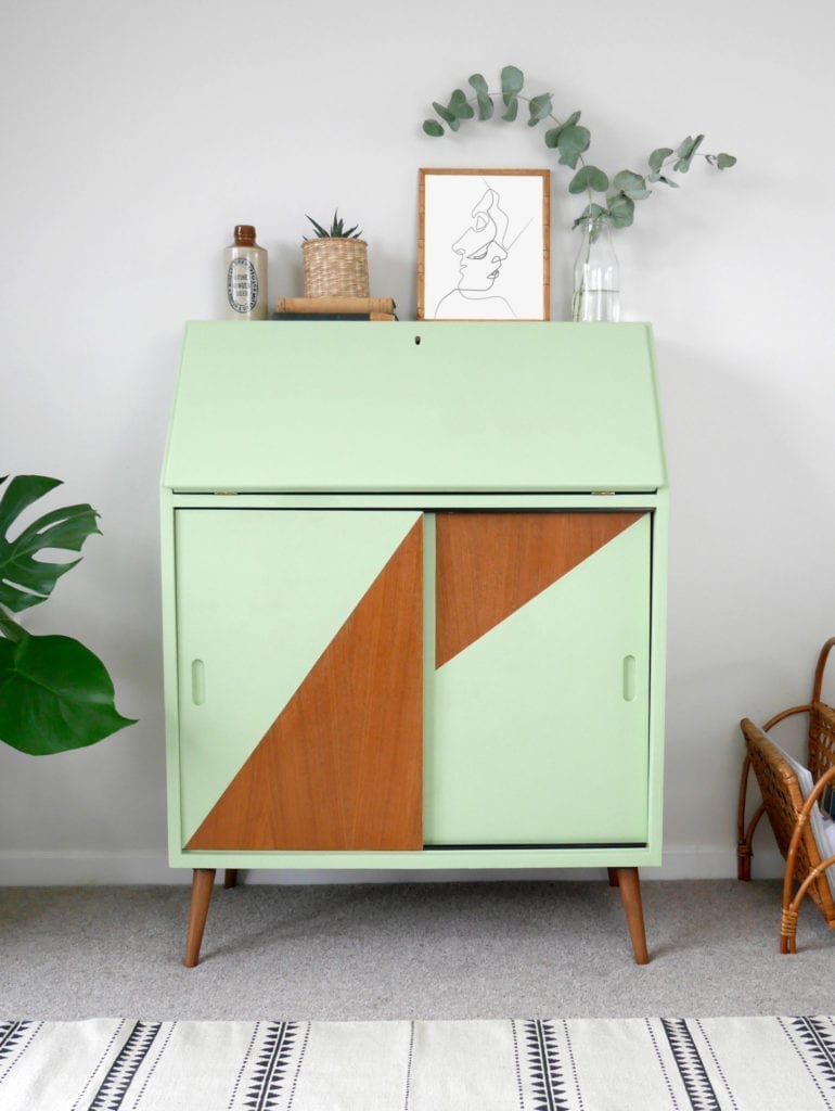 Mid Century Vintage Bureau painted by Elizabeth Dot Design with Chalk Paint® by Annie Sloan in Lem Lem