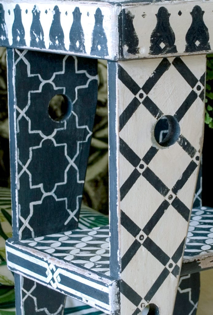 Moroccan stool by Annie Sloan Painter in Residence Jeanie Simpson painted with Chalk Paint®
