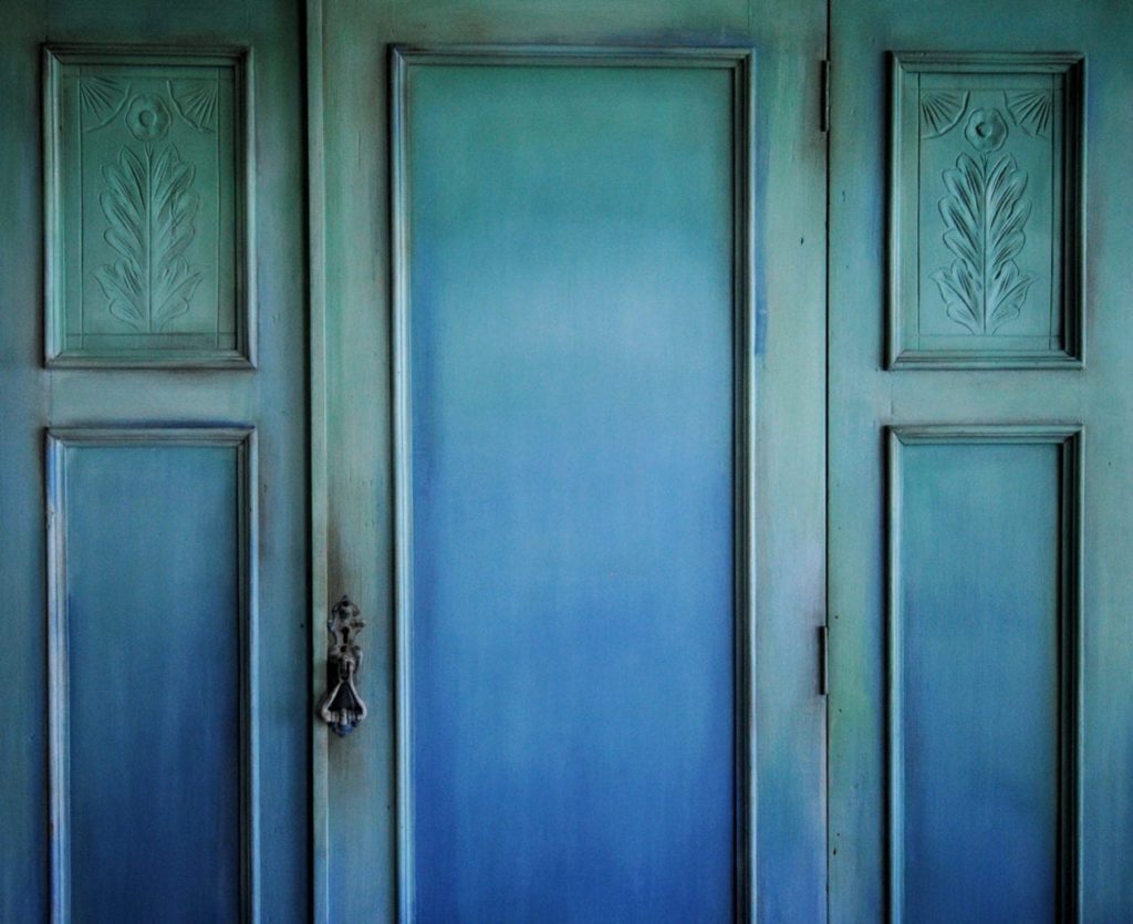 Ombre Wardrobe by Annie Sloan Painter in Residence Ildiko Horvath painted with Chalk Paint® blues