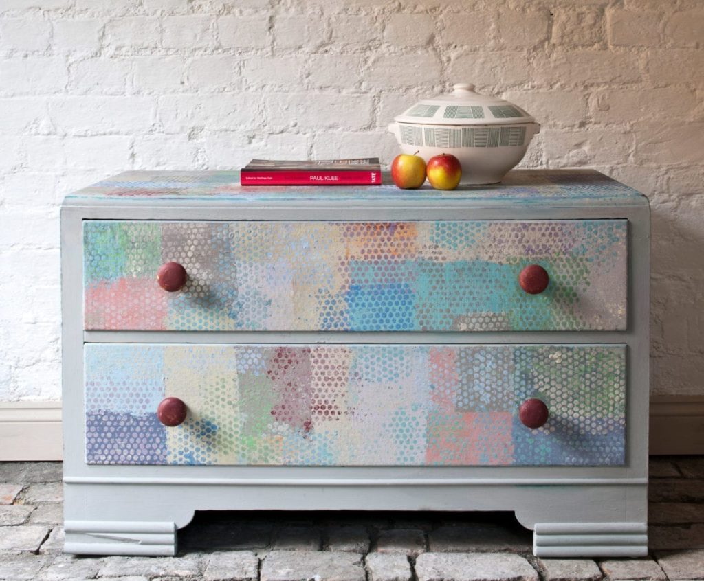 Paul Klee inspired drawers painted with Chalk Paint® by Annie Sloan in Paris Grey