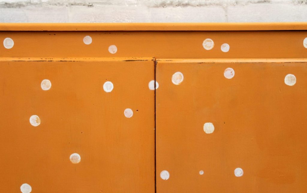 Polka Dot Wardobe by Annie Sloan Painter in Residence Beau Ford painted with Chalk Paint® in Barcelona Orange and Provence