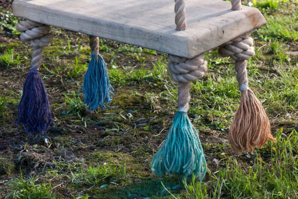 Rope swing from Annie Sloan's French Normandy Farmhouse with rope dyed with Chalk Paint®