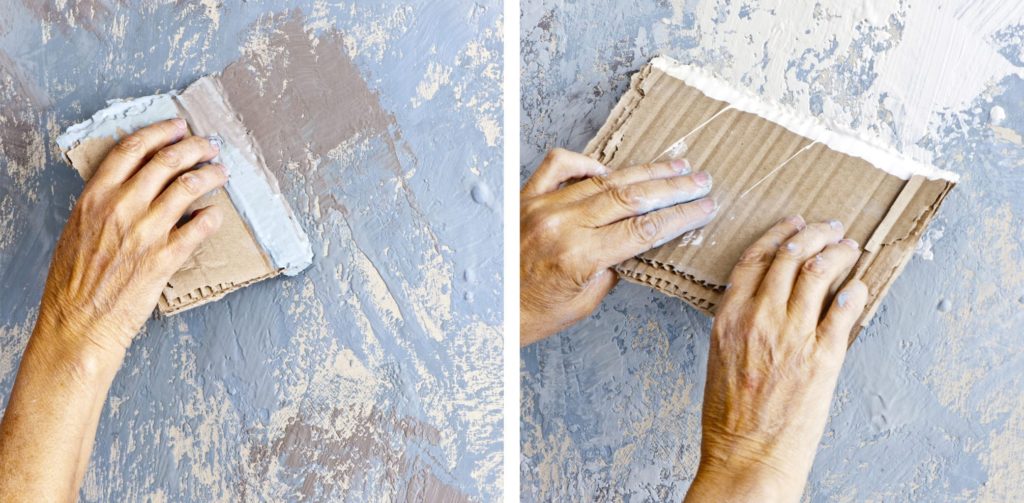 Textured wall painted with Chalk Paint® by Annie Sloan from the book Annie Sloan Paints Everything published by Cico, photo by Christopher Drake step 3 and 4