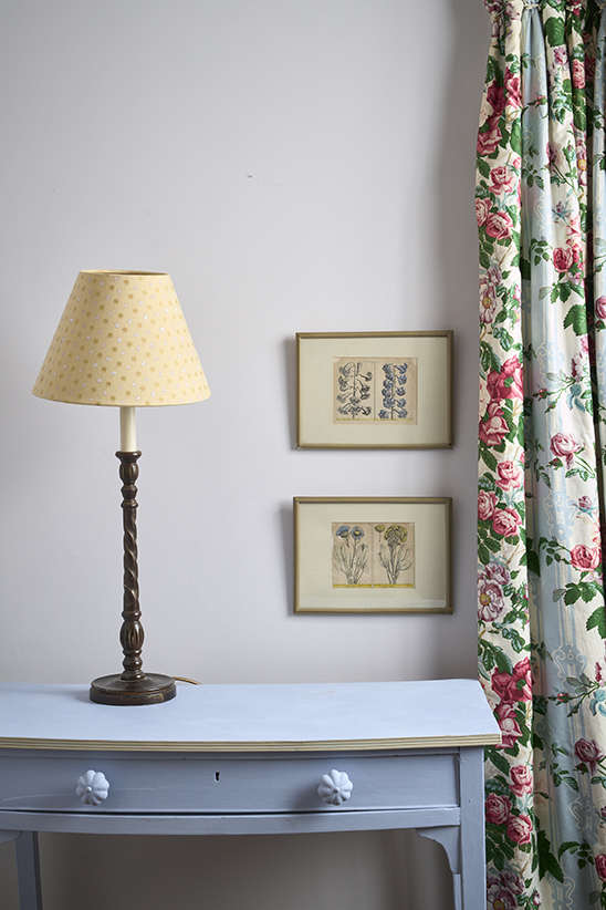 Annie Sloan Wall Paint in Adelphi Lifestyle Image featuring Floral Curtains and Lamp