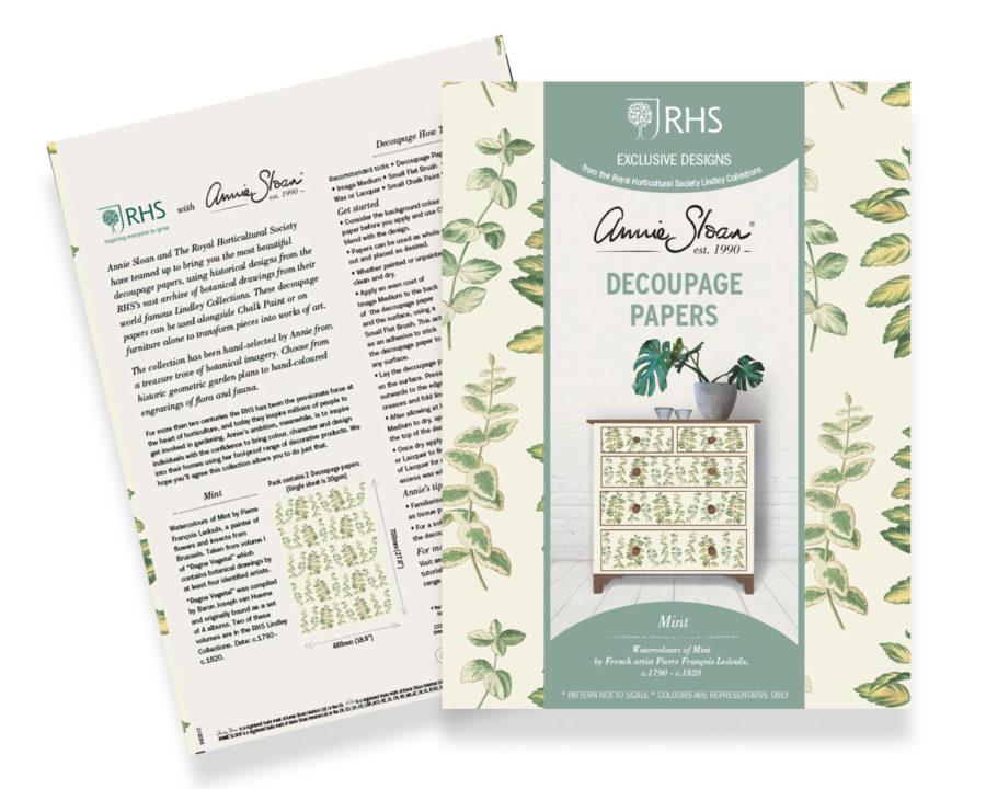 Produktfoto von Mint Decoupagepapieren von Annie Sloan und RHS