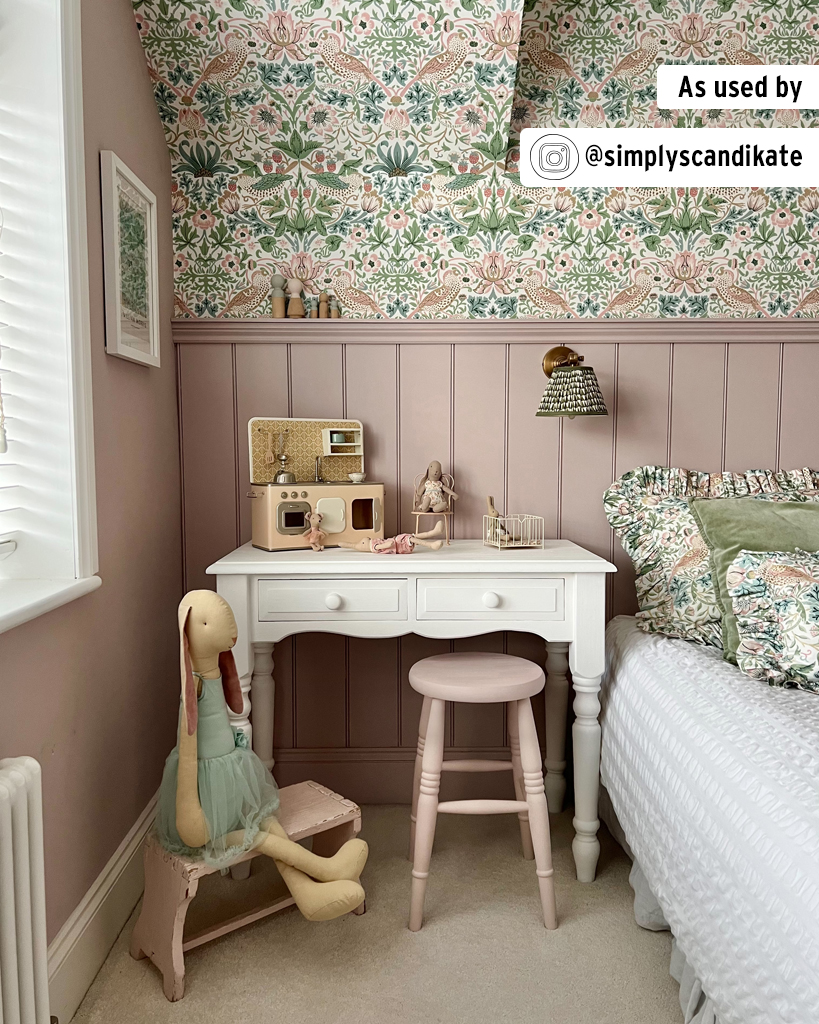 Kitsch, Scandi Children's Bedroom featuring Desk Painted in Annie Sloan Pure Chalk Paint and Stool in Antoinette