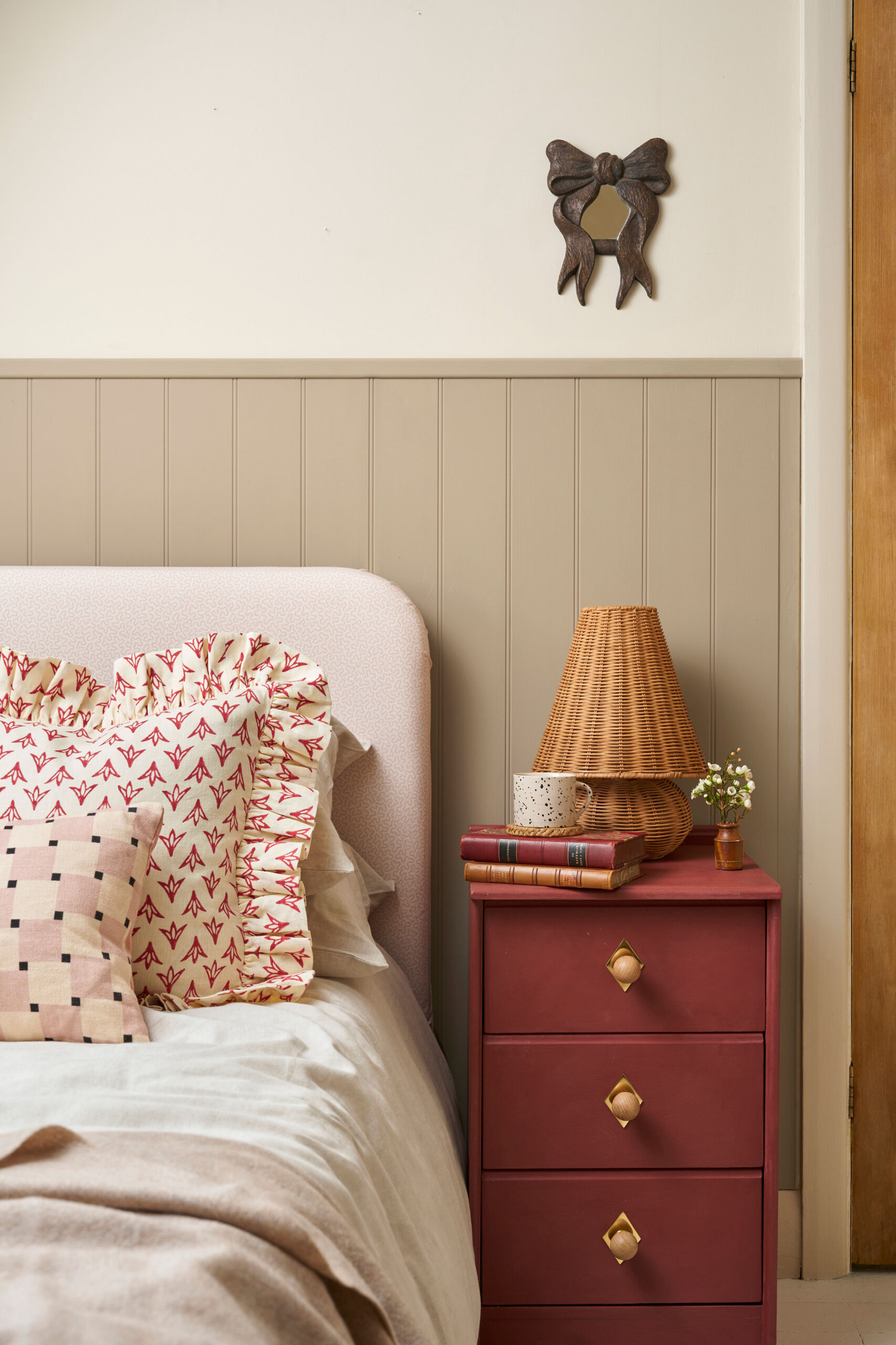 Primer Red Chalk Paint used on a bedside table