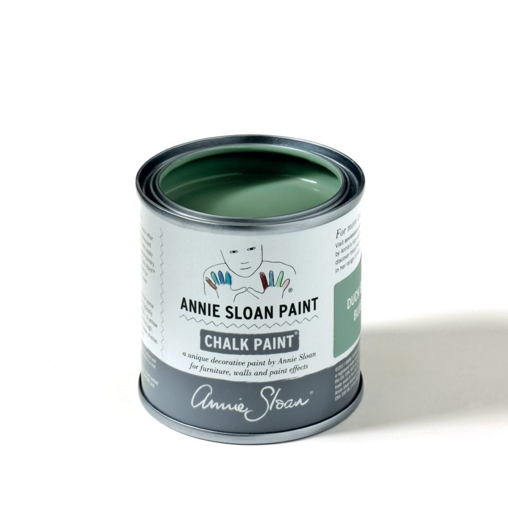120ml tin of Duck Egg Blue Chalk Paint® furniture paint by Annie Sloan, a greenish soft blue