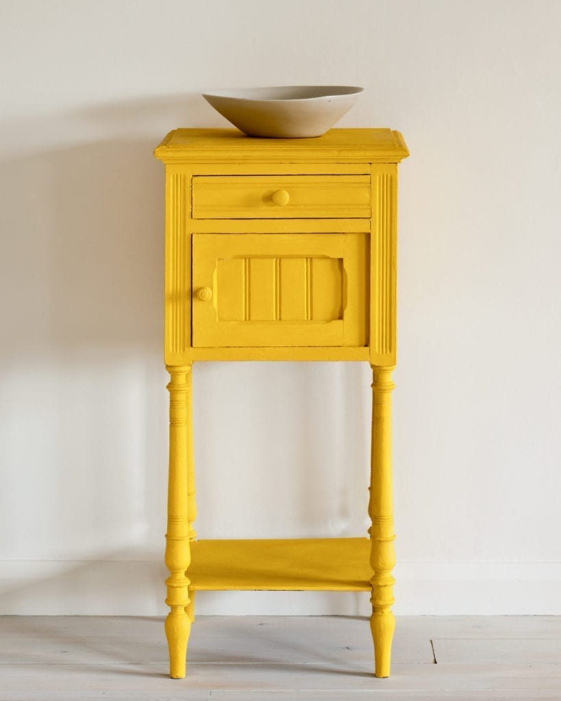 Side table painted with Chalk Paint® in Tilton, a bright, earthy mustard yellow