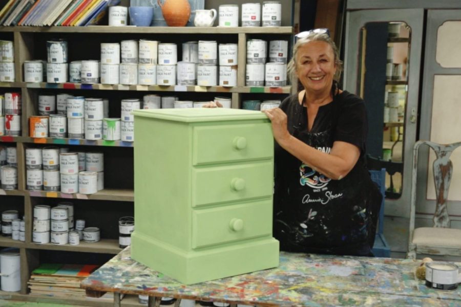 Annie Sloan uses Chalk Paint® furniture paint in Lem Lem, made in collaboration with Oxfam