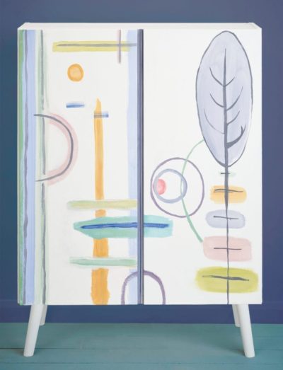 Abstract Modern Art cabinet painted by Annie Sloan with Chalk Paint® for the front cover of The Colourist Issue 4