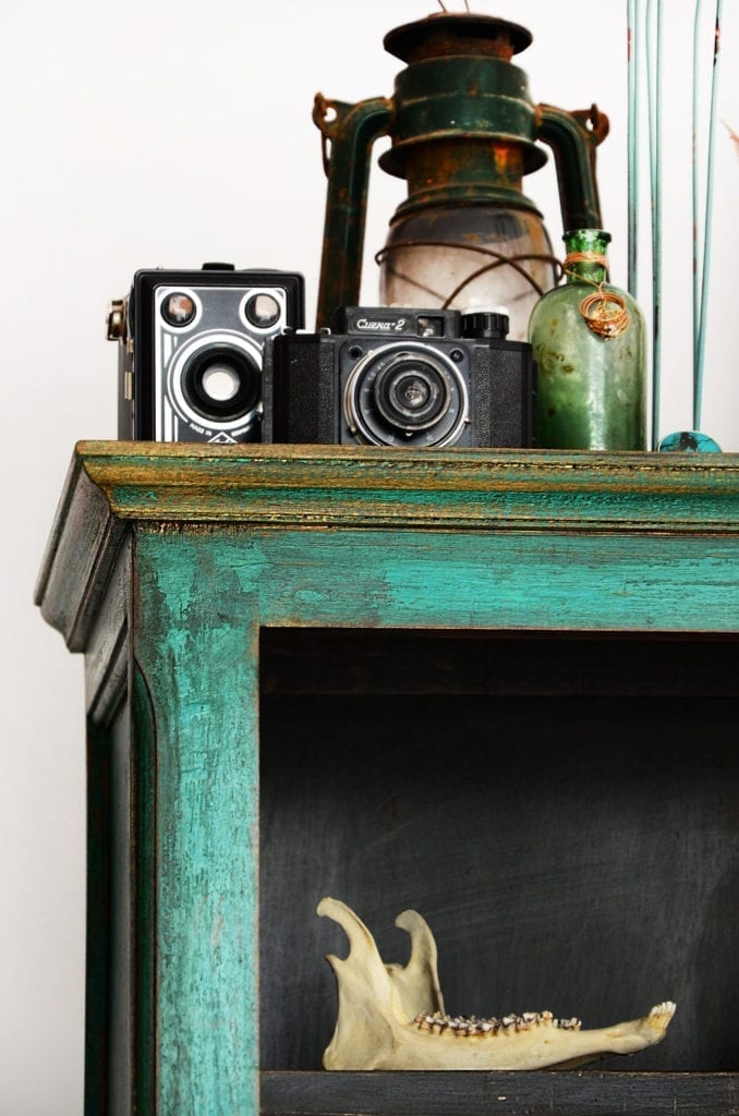 Boho Cupboard by Annie Sloan Painter in Residence Agnieszka Krawczyk painted with Chalk Paint® in Florence and Graphite